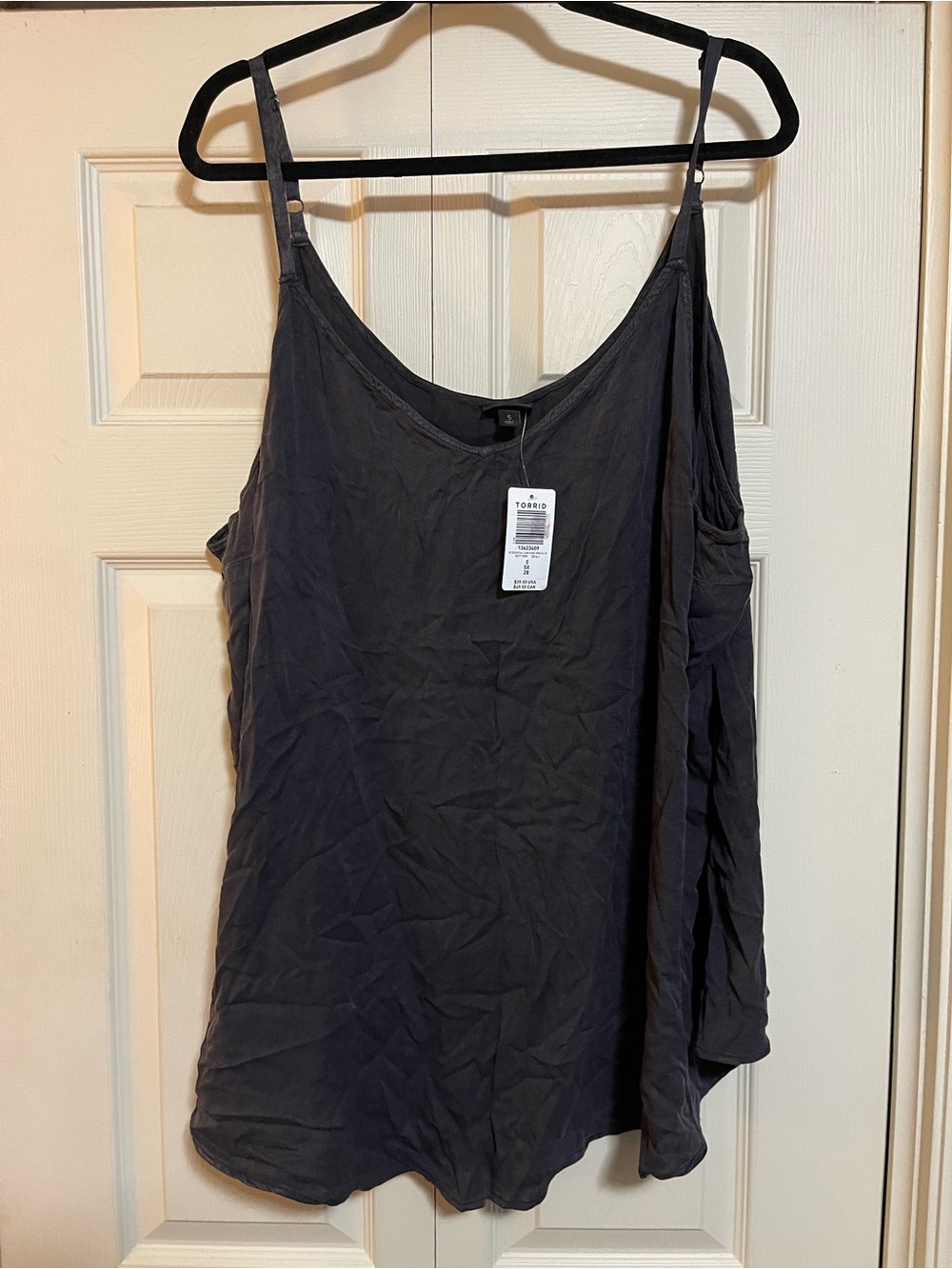 torrid Dark Charcoal One-Shoulder Draped Cami